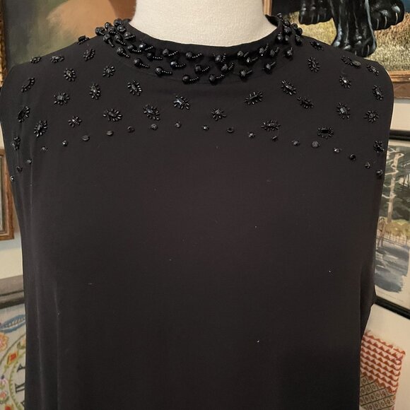By Artisan A-Line Black Sleeveless Beaded Neckline Stretch Knit Dress Size 2X - Picture 2 of 5